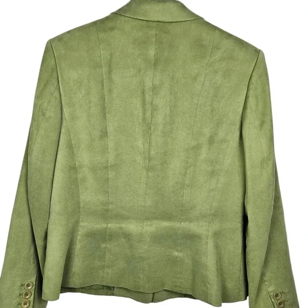 Talbots Lime Green 3 Button Blazer Jacket Polyester Microfiber Lined Size 8 - Picture 2 of 11